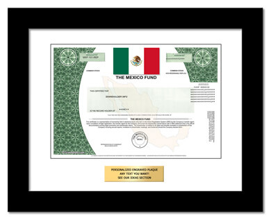 framed Mexico Fund stock gift